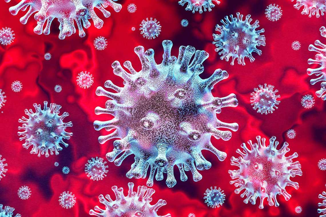 COVID-19 cells floating among healthy cells